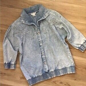 Vintage Adolfo 80s Acid Wash Jacket  M